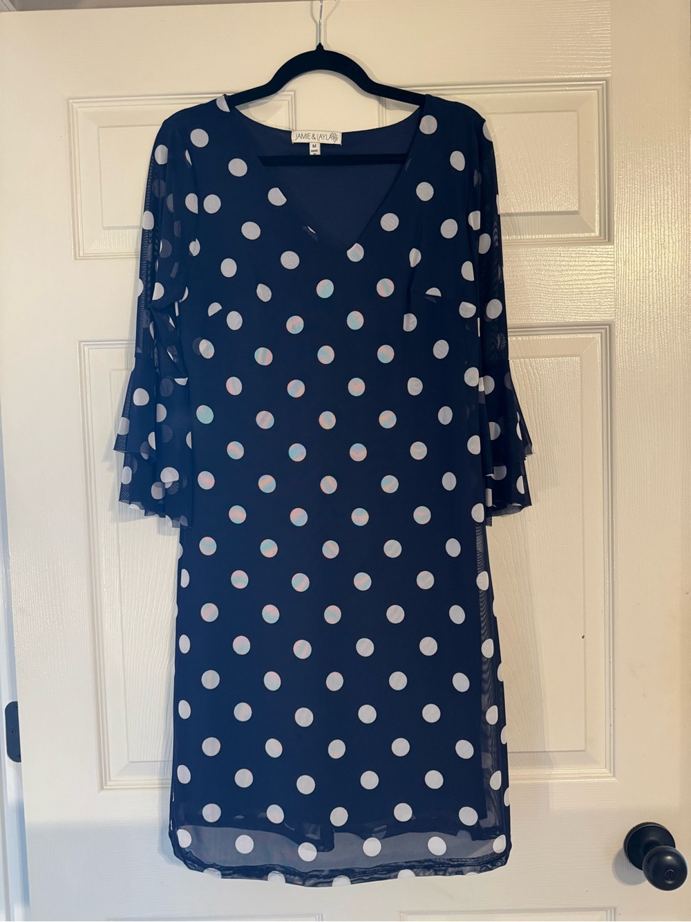 Amelia & Co. Navy Polka Dot Midi Dress